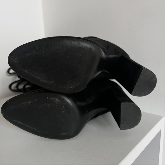 Saint Laurent black suede cut out cage Joplin 105 knee high boots - Picture 7 of 16